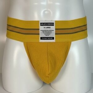 Arjen Kroos Mens Yellow Striped Waistband Athletic Jockstrap Size XL NWOT